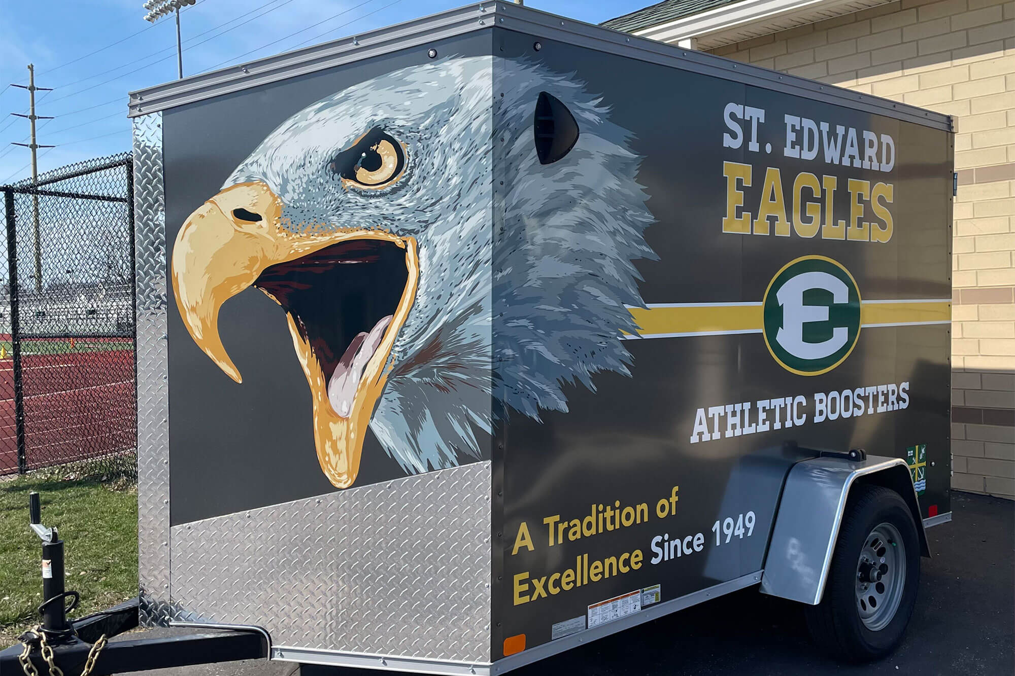 one side of the sehs athletic boosters trailer wrap