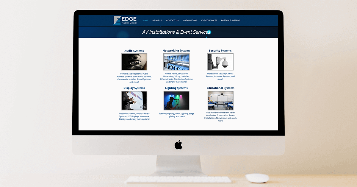 edge audio visual website before the redesign