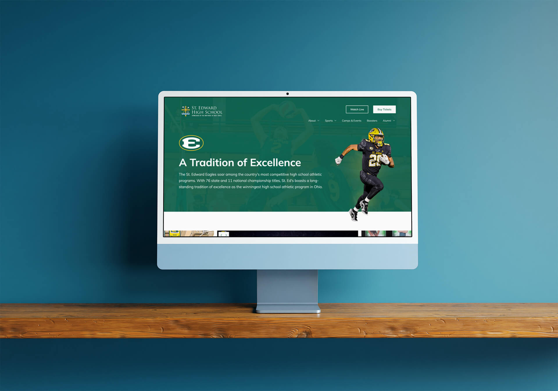 the new st. edward high school athletics website designed by spark creative's team